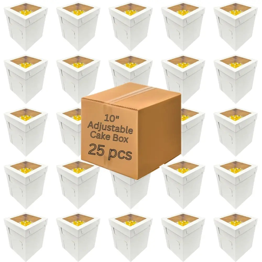 10’’ Flexi-Height Adjustable Cake Box With Window (10’’/12’’/14’’Height) 25 Pcs (1 Case)