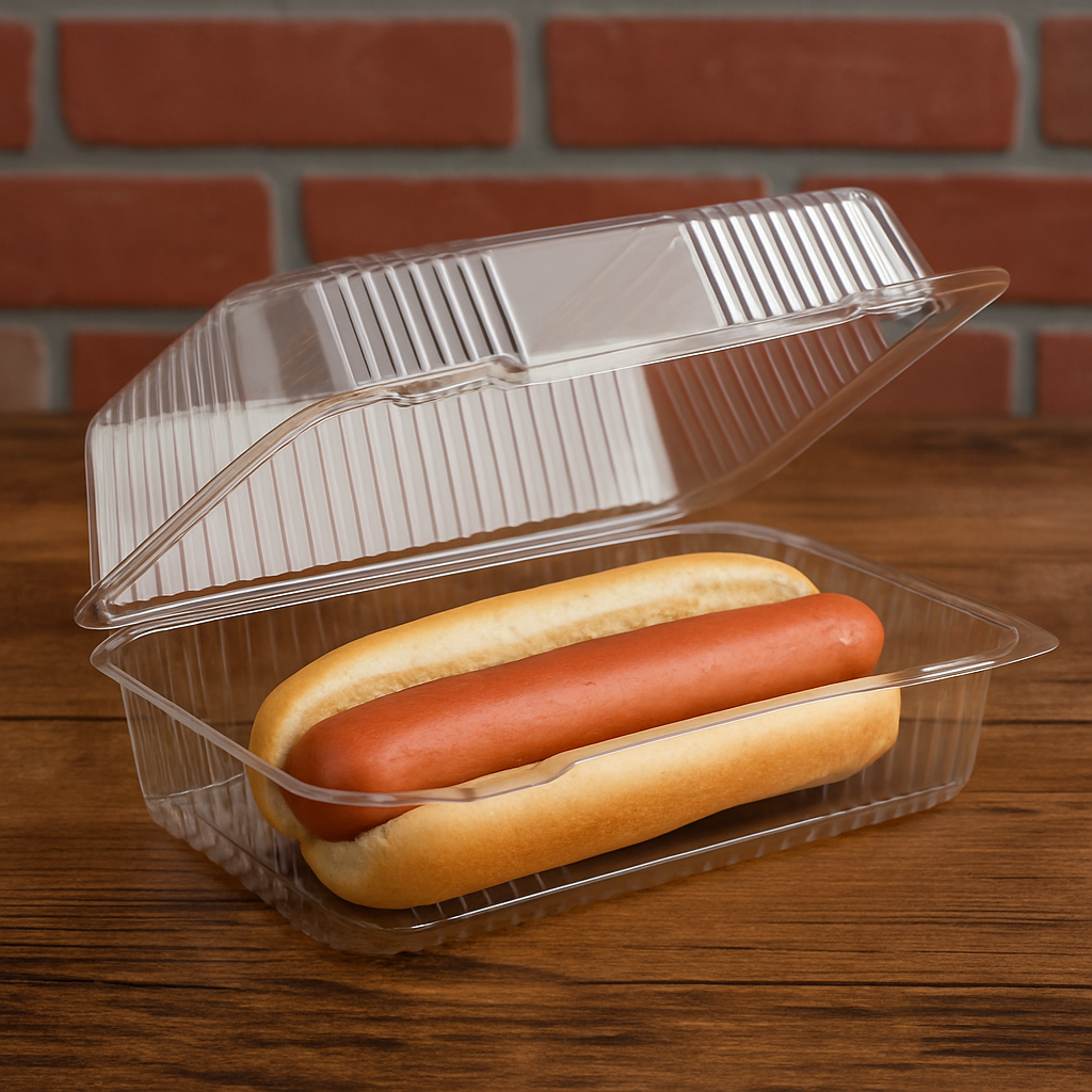 9"x4"x3.5" Hinged PET Plastic Container (150pcs)