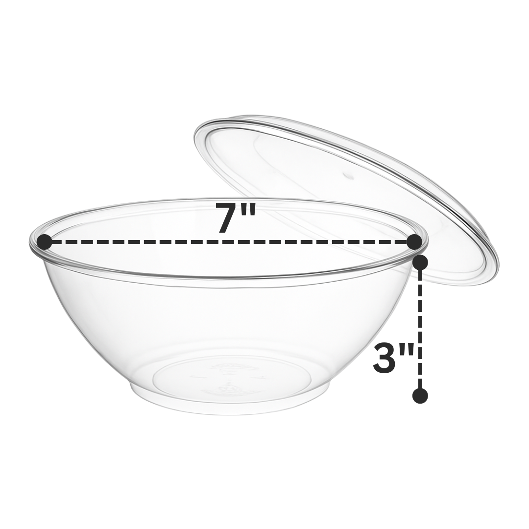 24oz Crystal Clear APET Plastic Bowl with Lid (200 pcs)