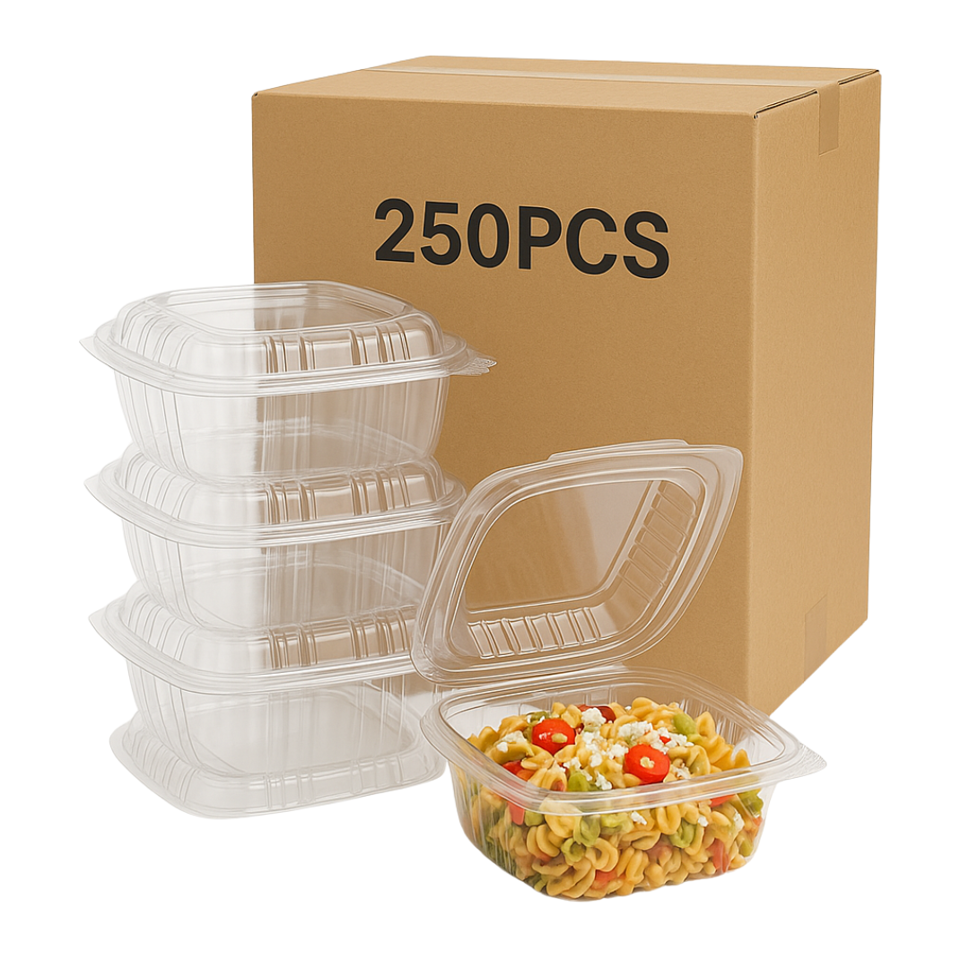 6"x5.5"x3.25" Crystal Clear Hinged APET Plastic Container (250 pcs)