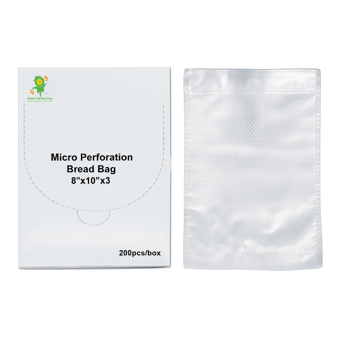 10"x8"x3" Micro Perforation Bread Bag with Peel-off Resealable Tape (200pcs)