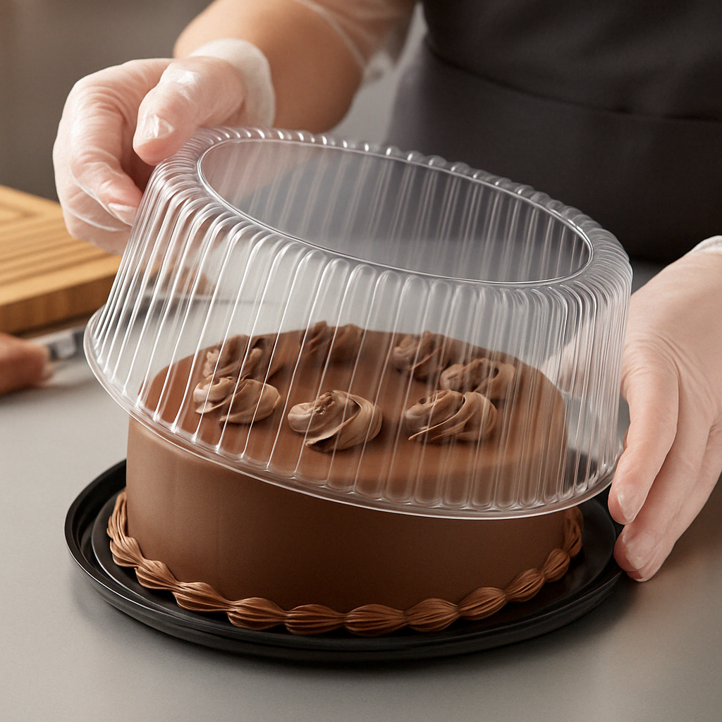 10" Low Dome Plastic Cake Display Container (2-Piece)