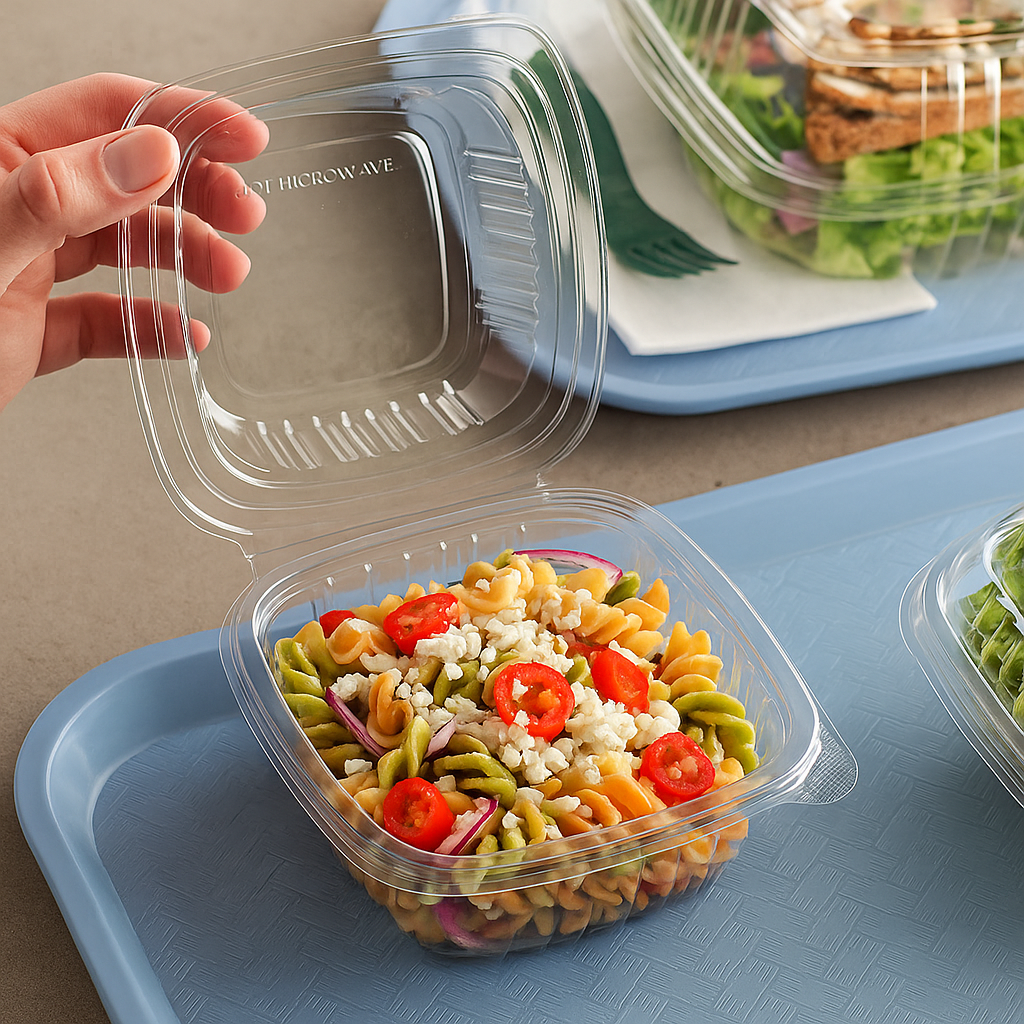 6"x5.5"x3.25" Hinged PET Plastic Container (250pcs)