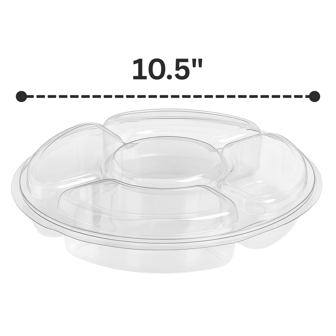 5 Compartment 48oz Fruit and Snack Clear Container (100pcs)