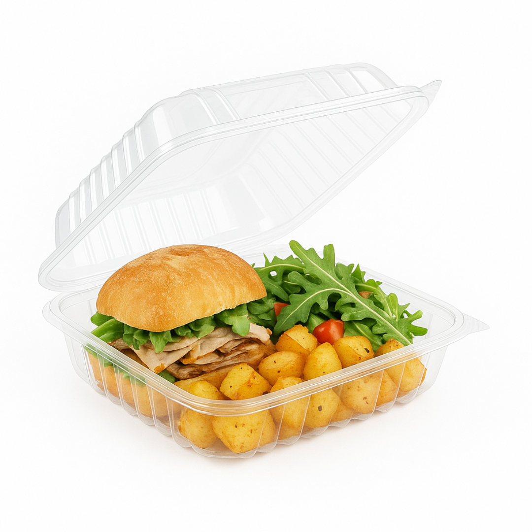 9"x9"x3" Crystal Clear Hinged APET Plastic Container (120 pcs)