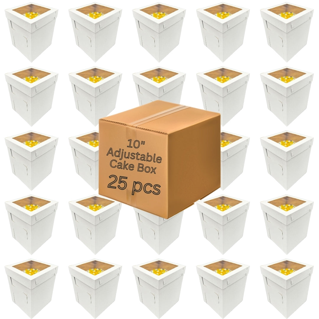 Adjustable Window Cake Box 10"x10"x12"/14" (25pcs)