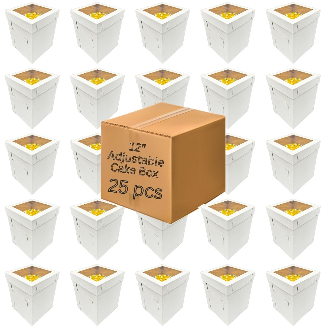 Adjustable Window Cake Box 12"x12"x14"/16" (25pcs)