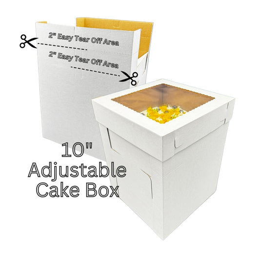 Adjustable Window Cake Box 10"x10"x12"/14" (25pcs)