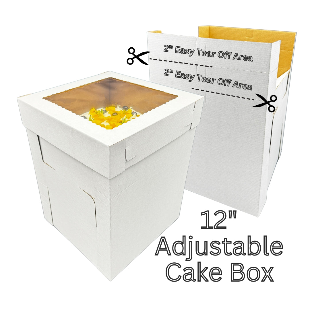 Adjustable Window Cake Box 12"x12"x14"/16" (25pcs)