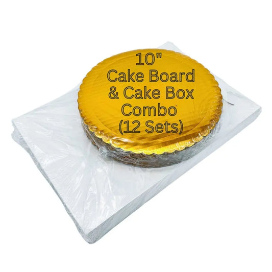 10’’ Cake Box & Board Bundle (12 Boards + 12 Boxes)