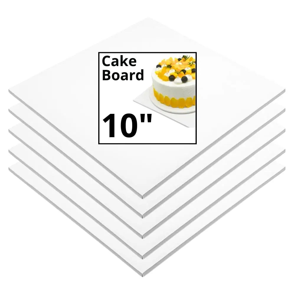 10’’ Square Cake Board Glossy White 1/4’’ Thickness