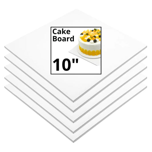 10’’ Square Cake Board Glossy White 1/4’’ Thickness