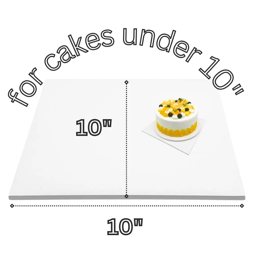 10’’ Square Cake Board Glossy White 1/4’’ Thickness