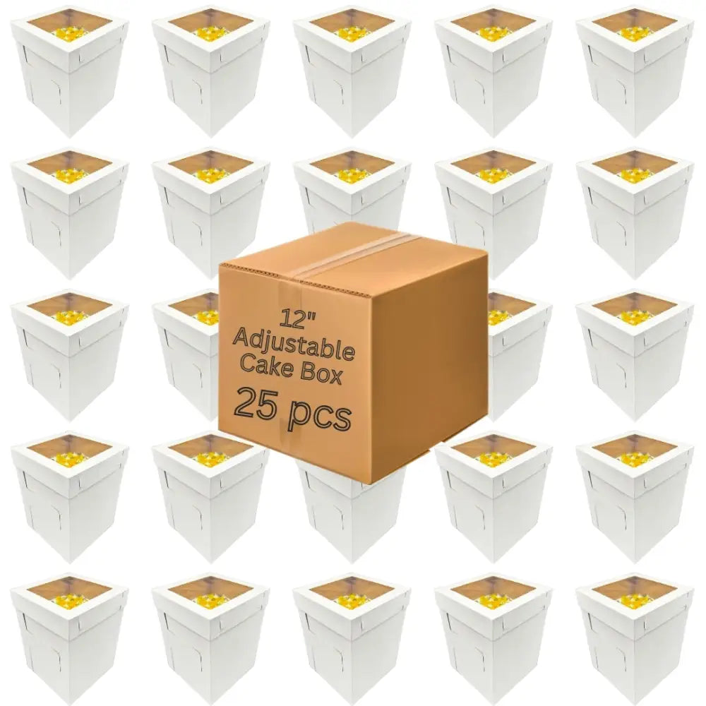 12’’ Flexi-Height Adjustable Cake Box With Window (12’’/14’’/16’’Height) 25 Pcs (1 Case)