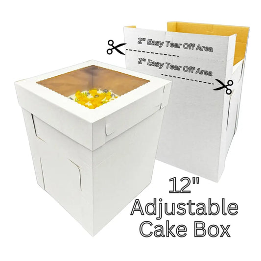 12’’ Flexi-Height Adjustable Cake Box With Window (12’’/14’’/16’’Height)