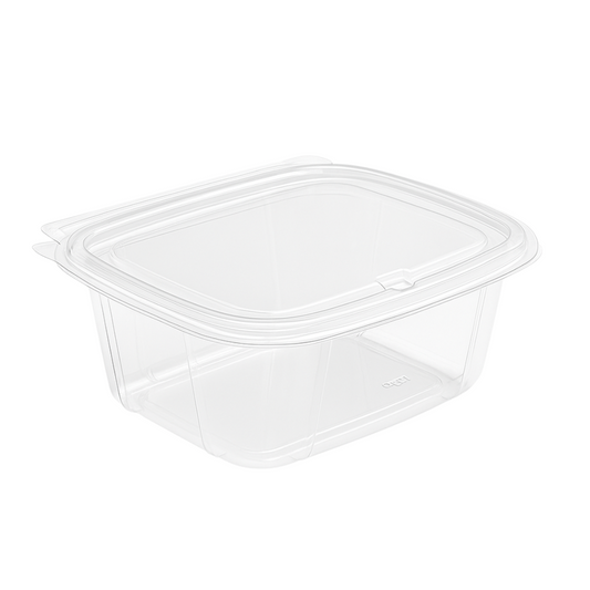 7"x5.25"x2.75" 32oz Crystal Clear APET Rectangular Plastic Container with Hinged Flat Lid  (200 pcs)