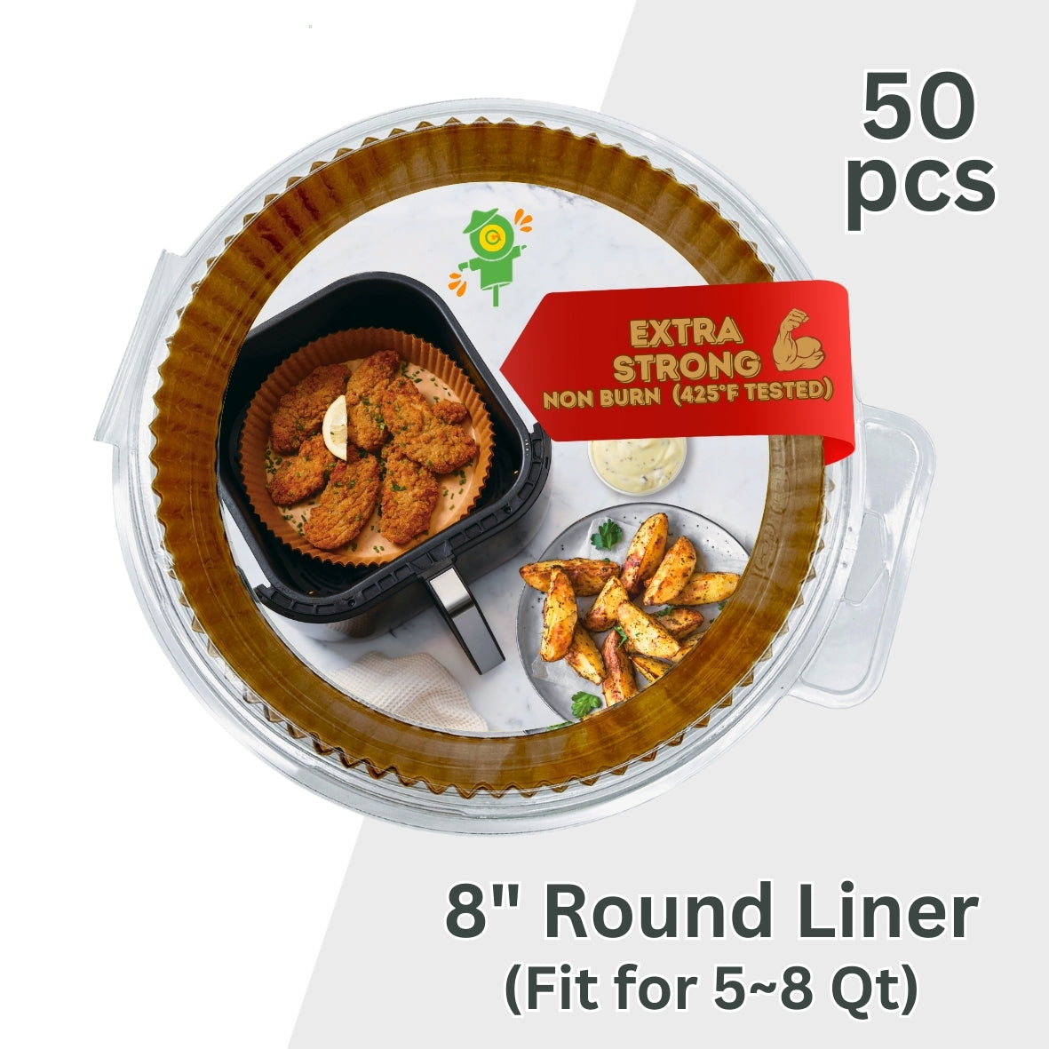 8" Round Air Fryer Liner (50 sheets) (52 packs)