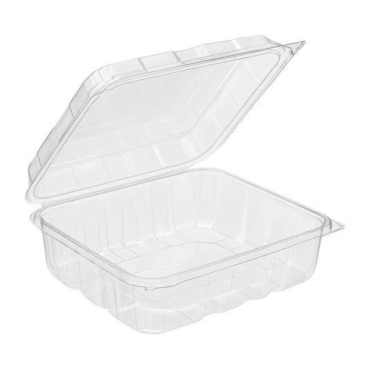 9"x7"x2.5" Hinged Rectangular Flat Lid 48oz  PET Plastic Container (132pcs)