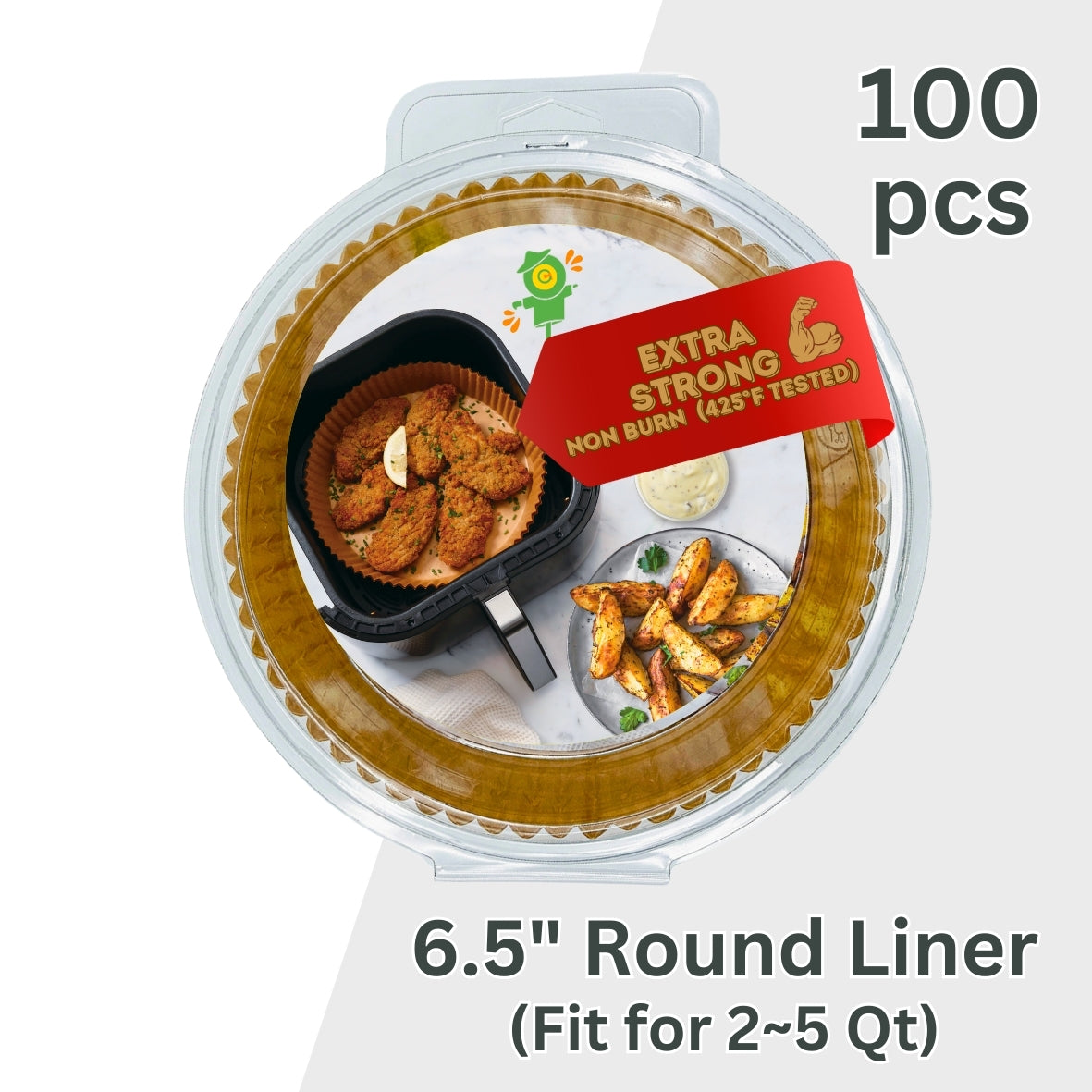 6.5" Round Air Fryer Liner (100 sheets) (40 packs)