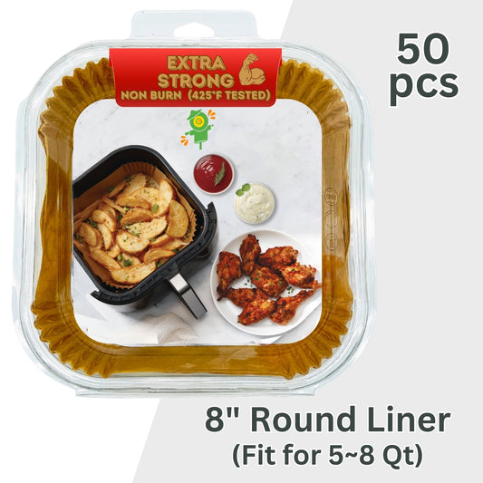 8" Square Air Fryer Liner (50 sheets) (52 packs)
