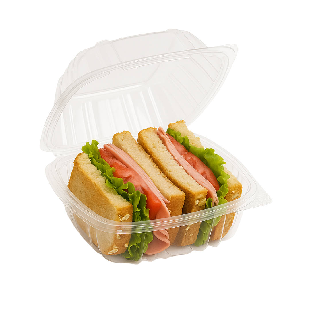 6"x5.5"x3" Hinged PET Plastic Container (250pcs)