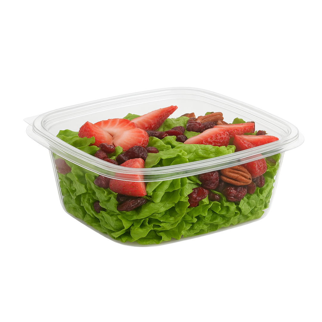 7"x5.25"x2.75" 32oz Crystal Clear APET Rectangular Plastic Container with Hinged Flat Lid  (200 pcs)