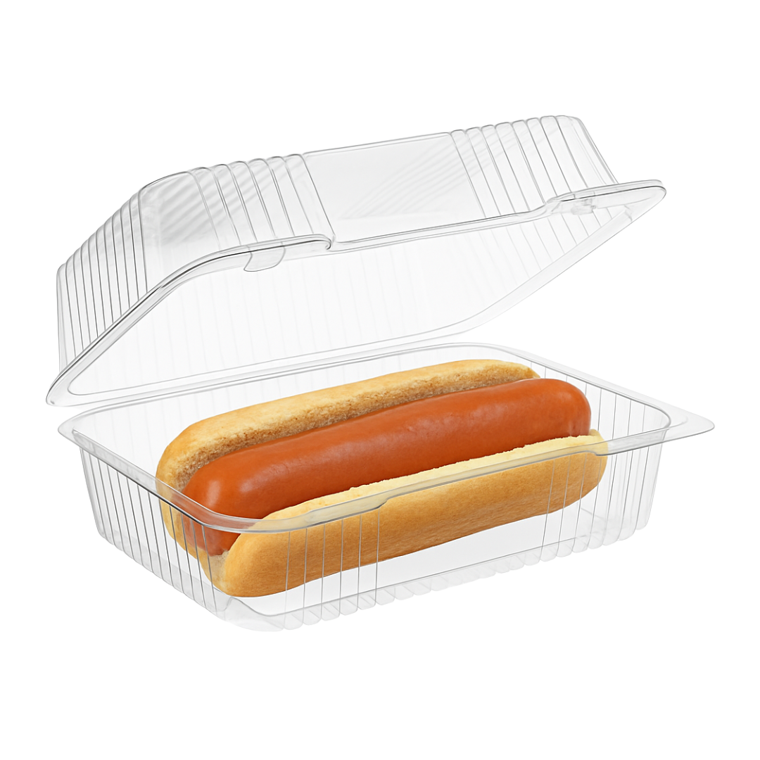 9"x4"x3.5" Hinged PET Plastic Container (150pcs)