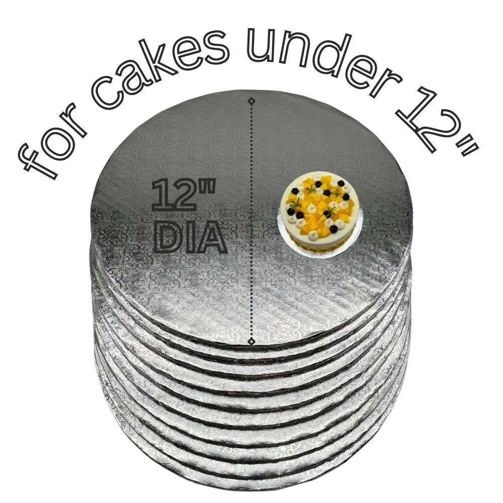 12" Silver Cake Drum 1/4" Thickness (50pcs)