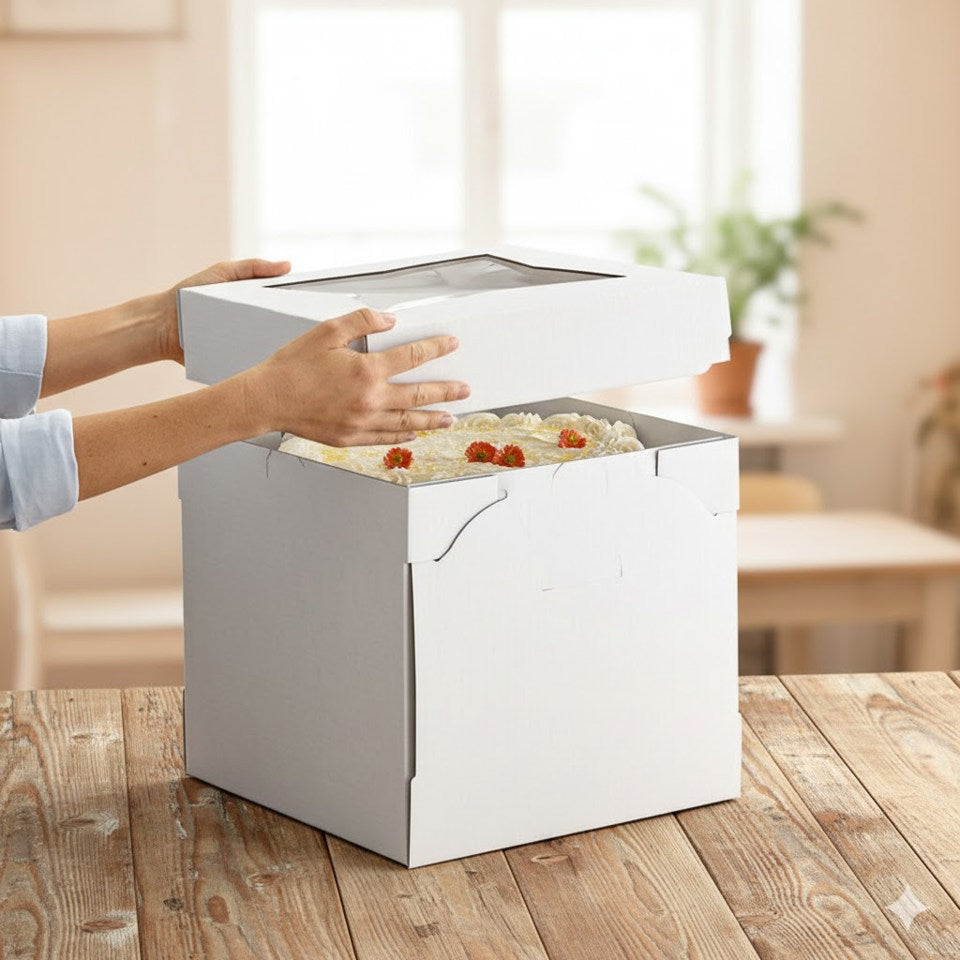 10"x10"x10" Tall Cake Box with Widow Top (25pcs)