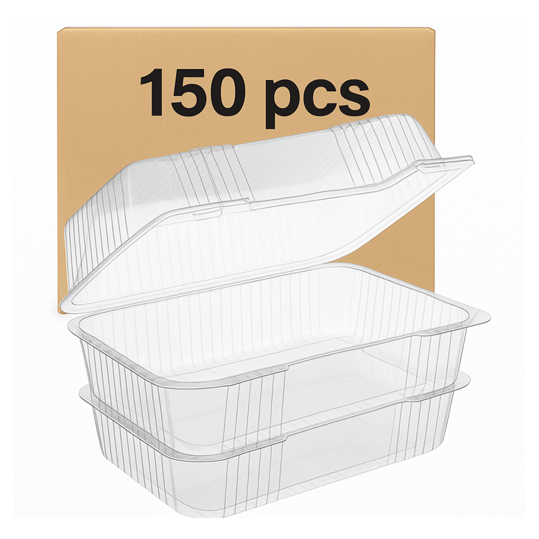 9"x4"x3.5" Hinged PET Plastic Container (150pcs)