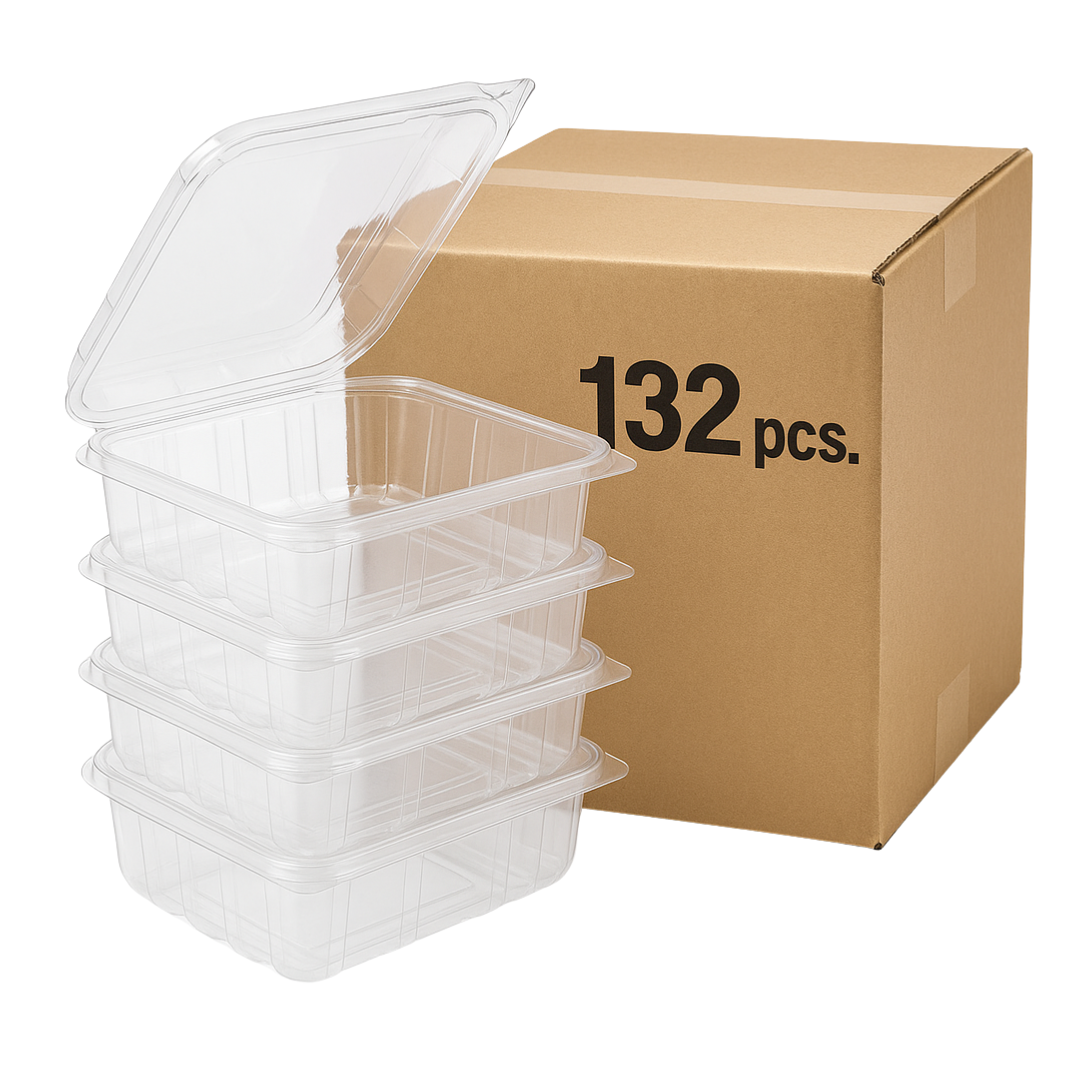 9"x7"x2.5" Crystal Clear Hinged APET Rectangle Plastic Container (132 pcs)