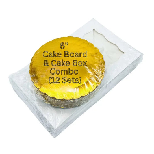 6’’ Cake Box & Board Bundle (12 Boards + 12 Boxes)