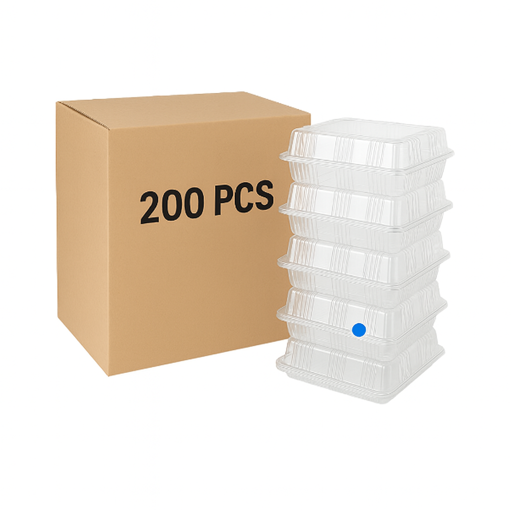 6-Cup Plastic Hinged Cupcake/Muffin Container (200pcs)