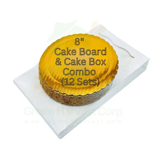 8’’ Cake Box & Board Bundle (12 Boards + 12 Boxes)