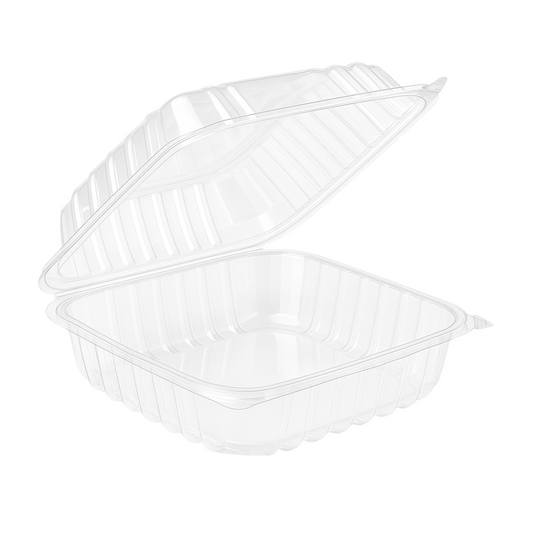 9"x9"x3" Hinged PET Plastic Container (120pcs)