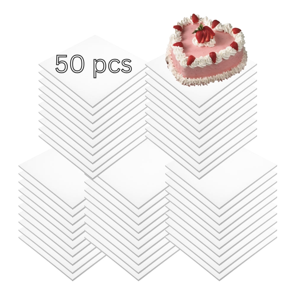 White 10"x10"x0.25" Square Wrapped Cake Board (50pcs)