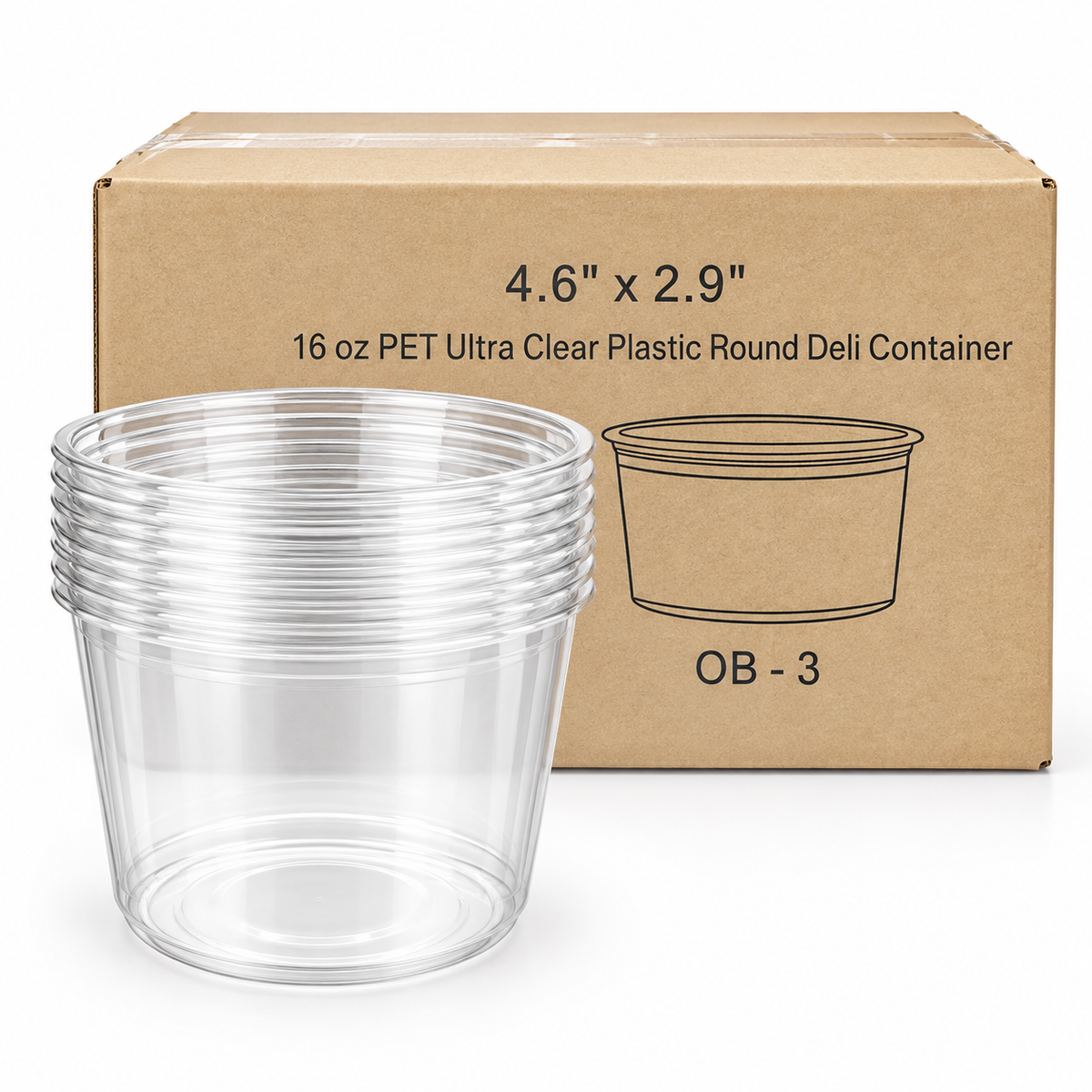 16oz Ultra Clear Plastic Deli Container (500pcs)