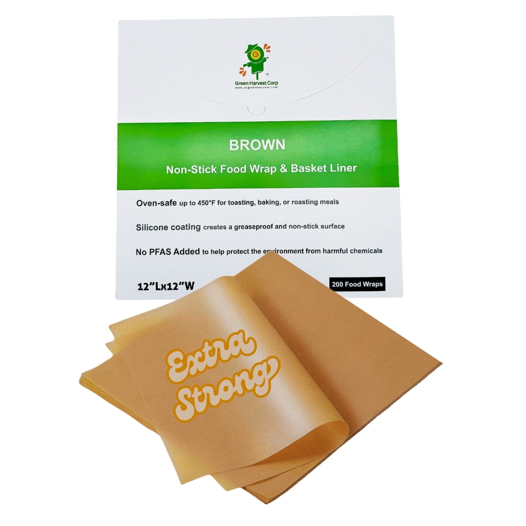 12"x12" Brown Baking Paper (200 sheets) (20 packs)