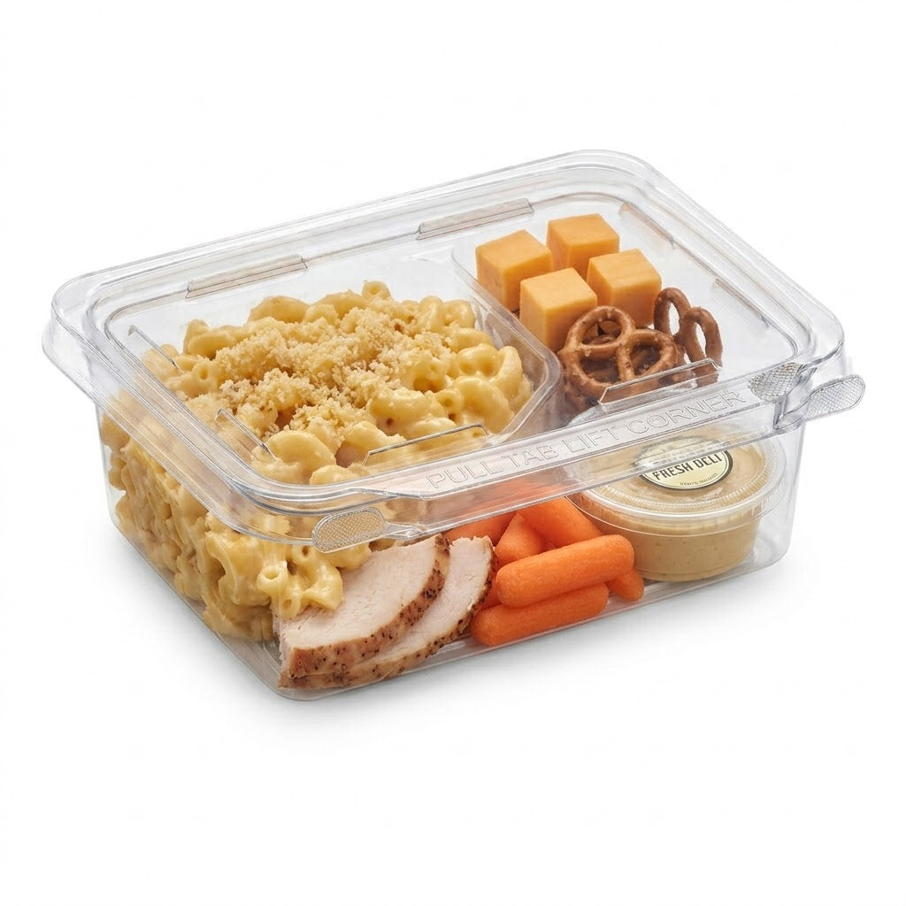 64oz Hinged Flat Lid Container with Safe Seal (100pcs)