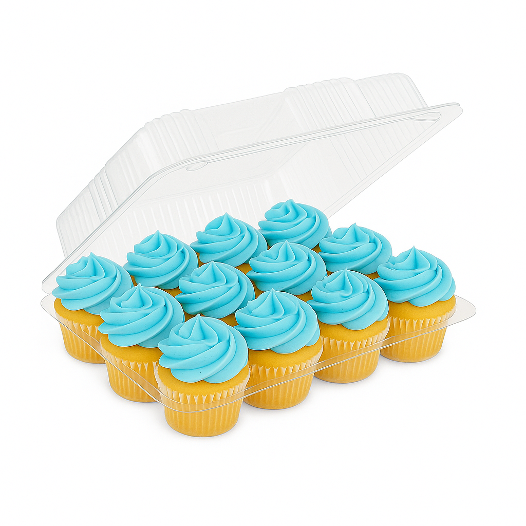 12-Cup Plastic Hinged Mini Cupcake/Muffin Container (250pcs)