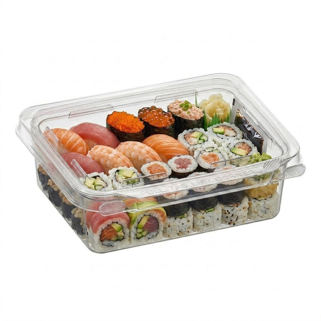 48oz Hinged Flat Lid Container with Safe Seal (100pcs)