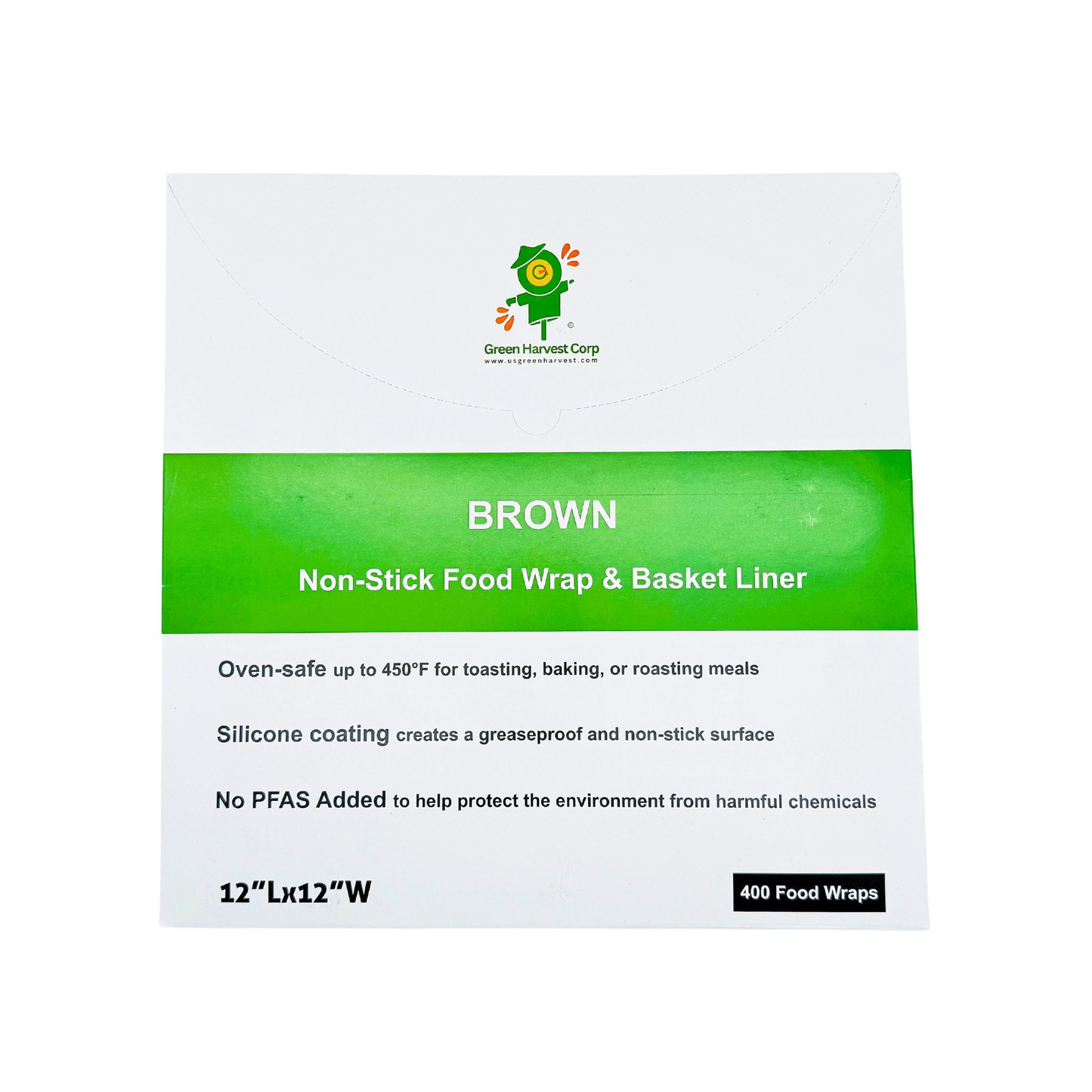 12"x12" Brown Baking Paper (400 sheets) (10 packs)