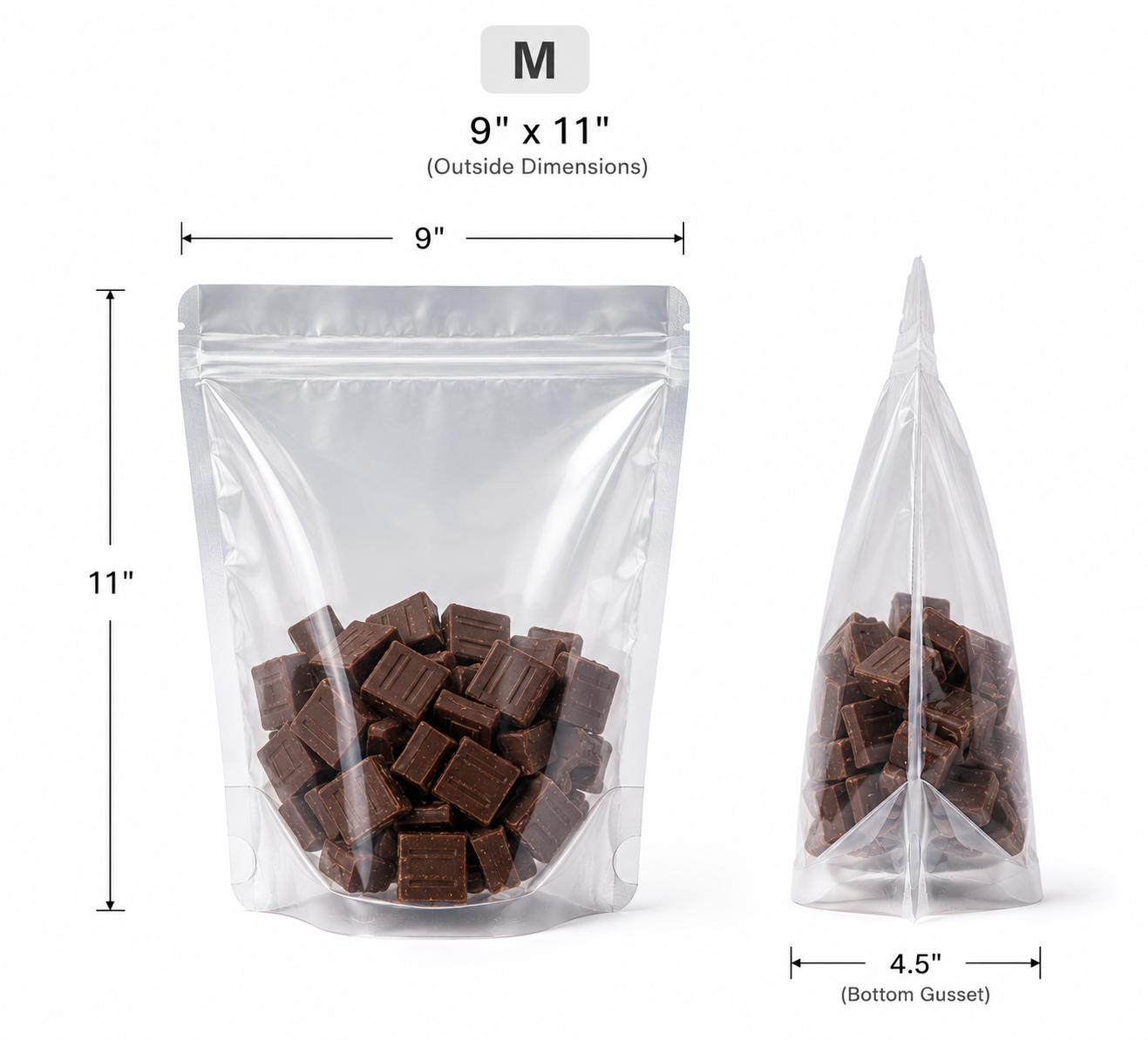 9" x 11" Clear Stand-Up Pouch M (500pcs)