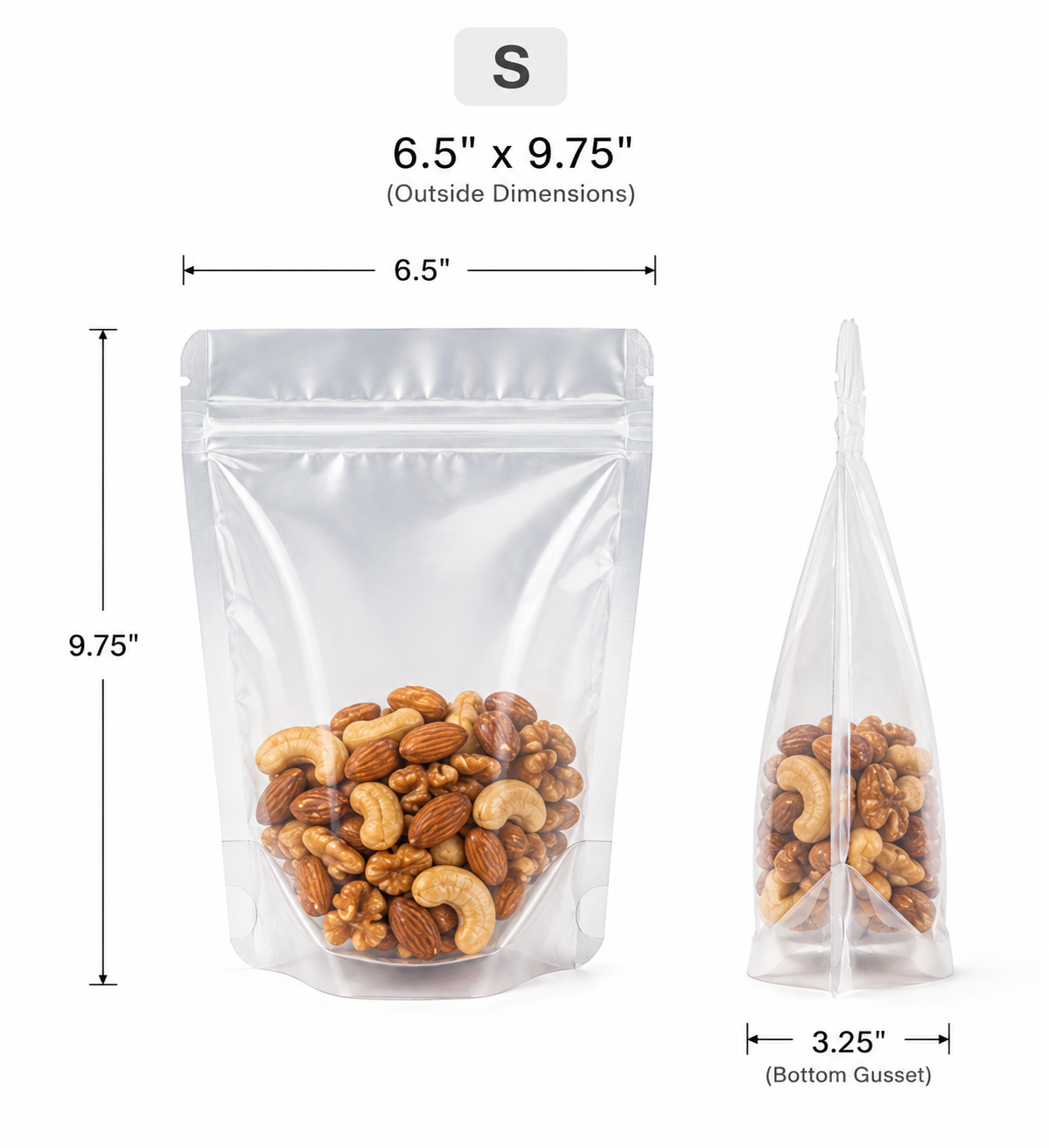6.5" x 9.75" Clear Stand-Up Pouch S (1000pcs)