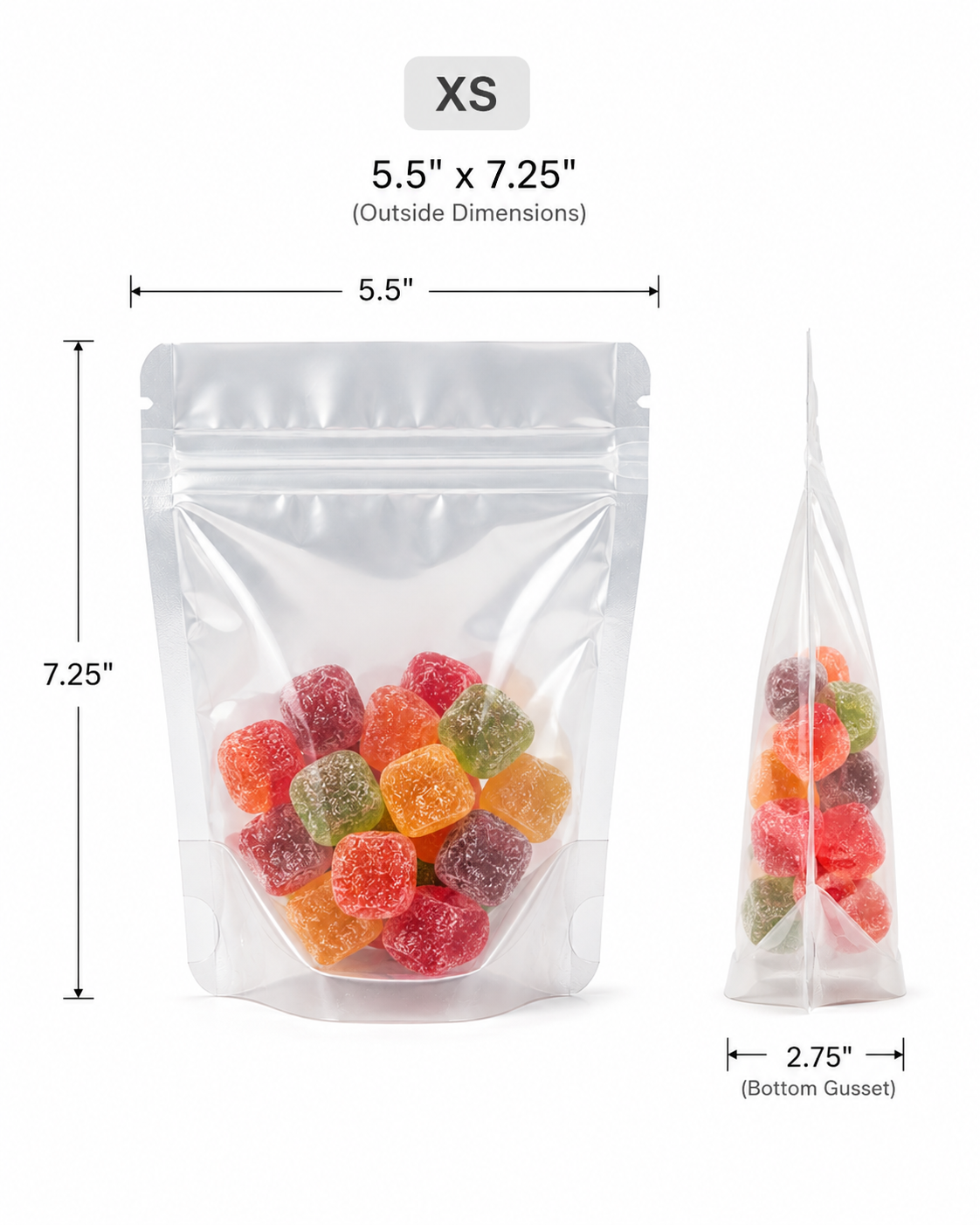 5.5" x 7.25" Clear Stand-Up Pouch XS (1000pcs)